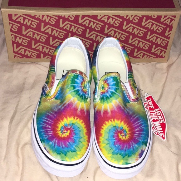 tie dye vans slip on